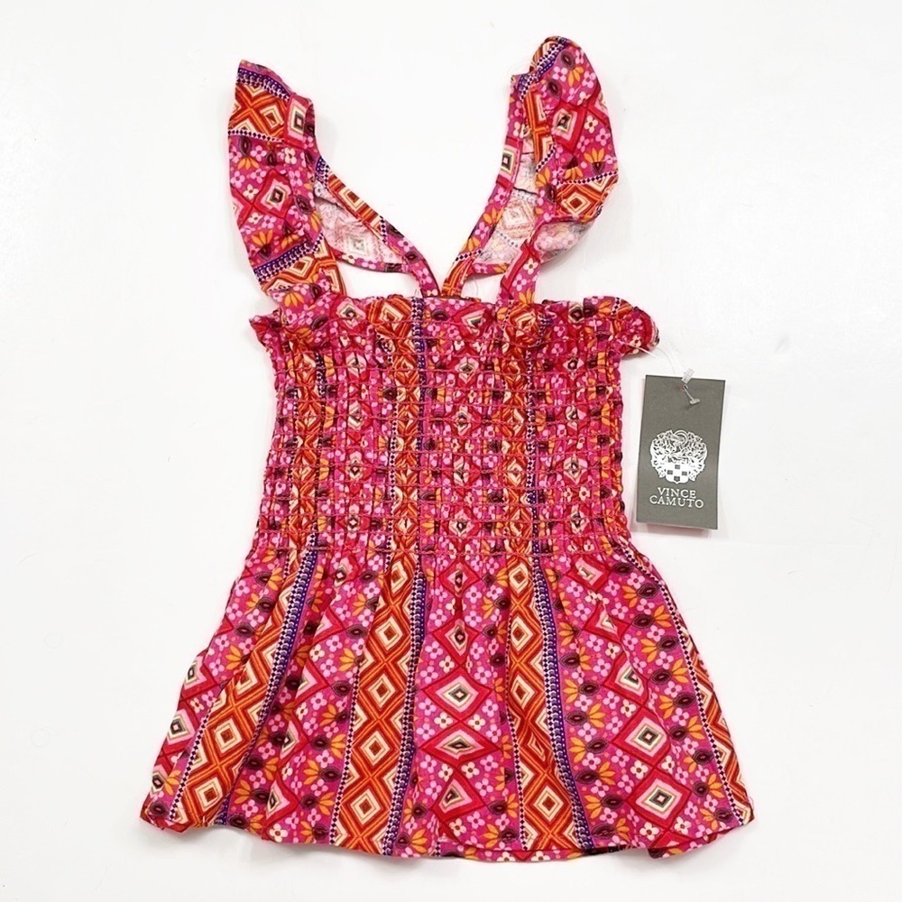 NEW Vince Camuto little girls pink tribal smocked top